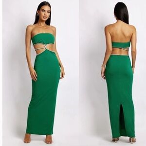 Meshki Green Strapless Cutout Dress